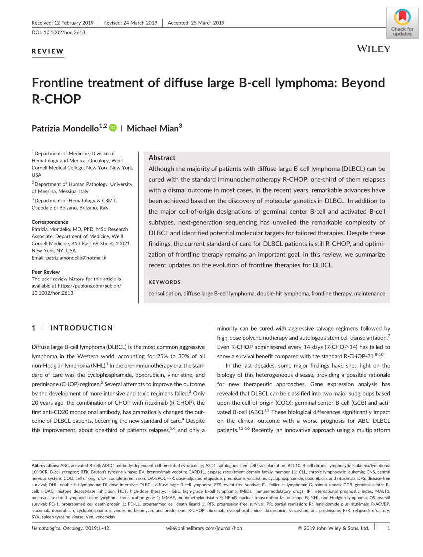 (PDF) Front‐line treatment of Diffuse large B‐cell