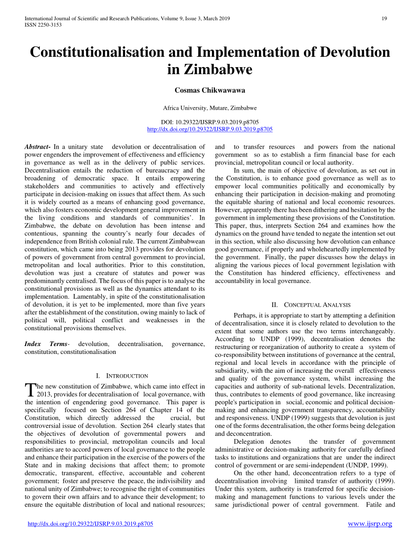 dissertation on devolution in zimbabwe