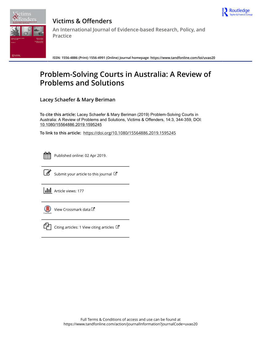 (PDF) Problem Solving Courts in Australia: A Review of Problems and