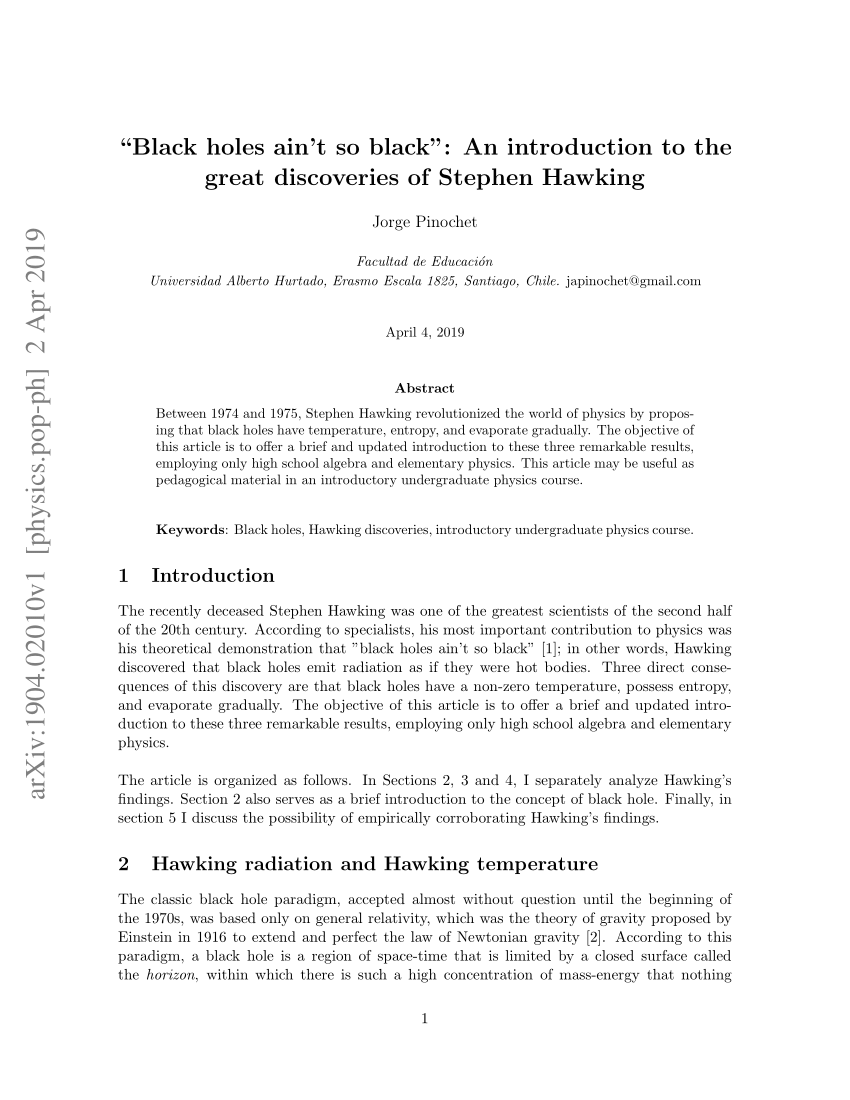 essay titles about black holes