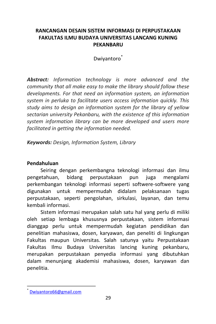 Pdf Rancangan Desain Sistem Informasi Di Perpustakaan Fakultas Ilmu Budaya Universitas Lancang 6487