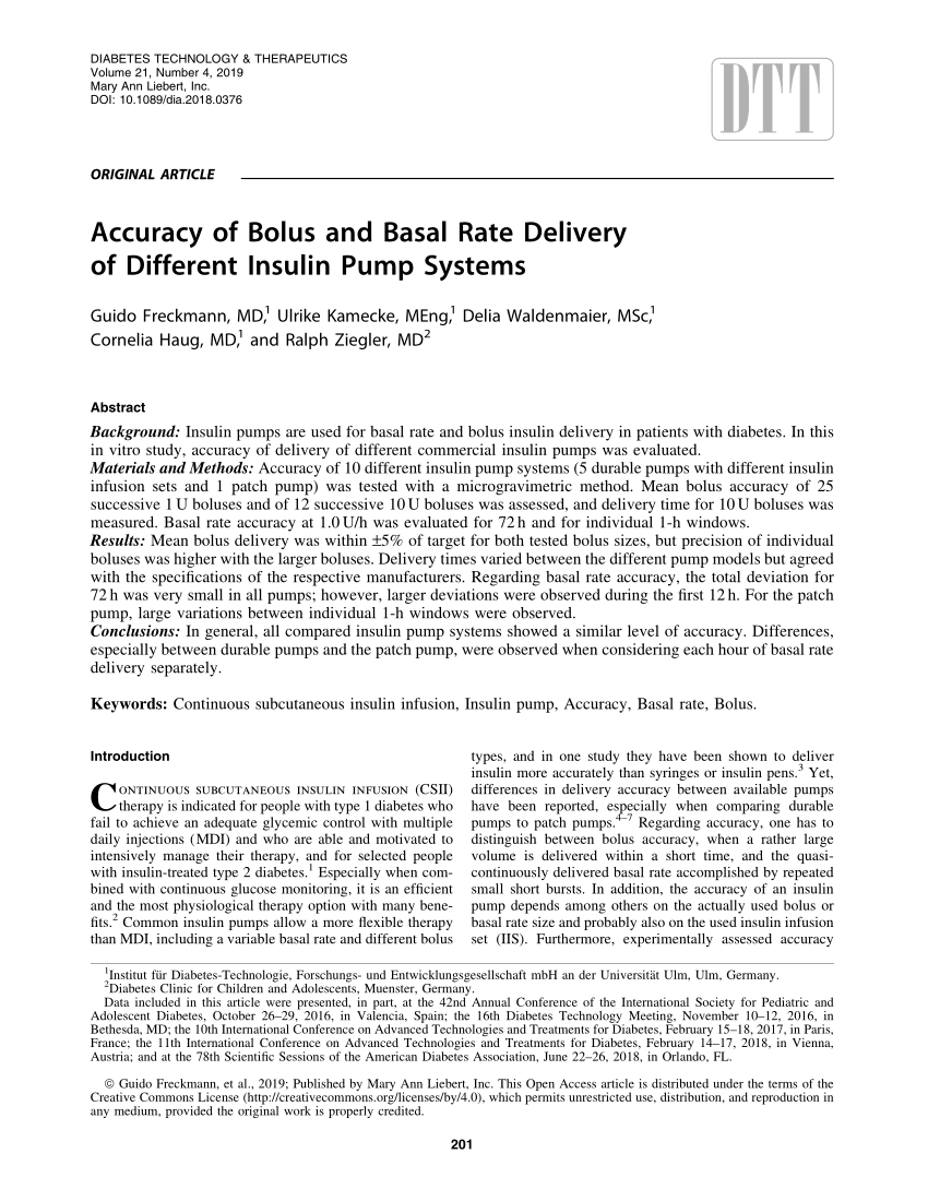 PDF) Accuracy of Bolus and Basal Rate Delivery of Different ...