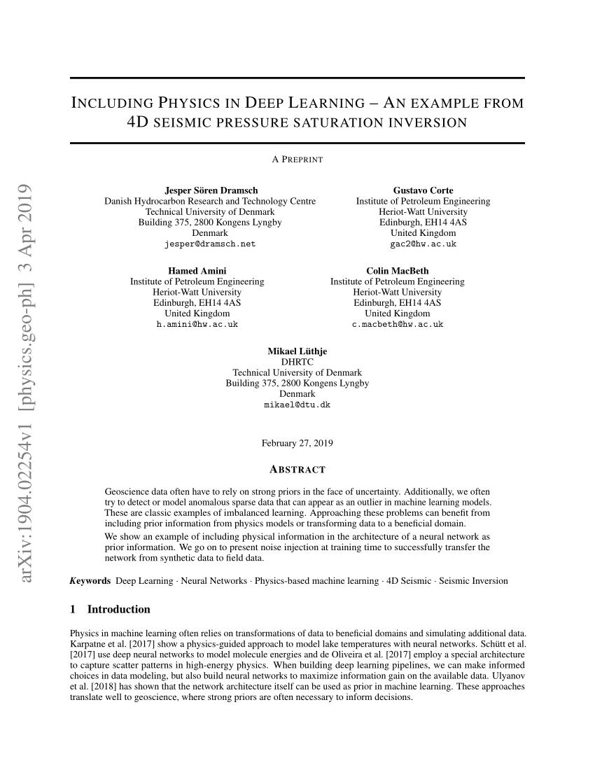 (PDF) Including Physics in Deep Learning -- An example ...