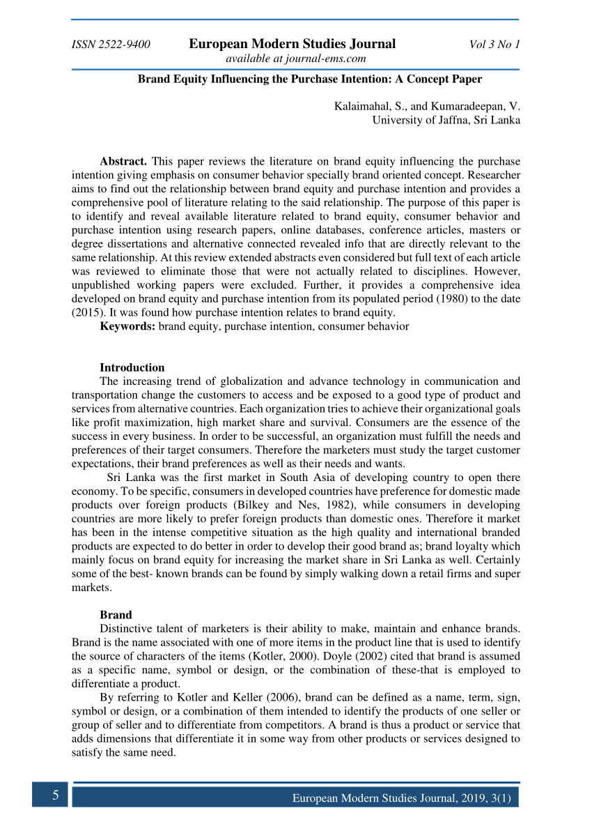 brand equity research paper