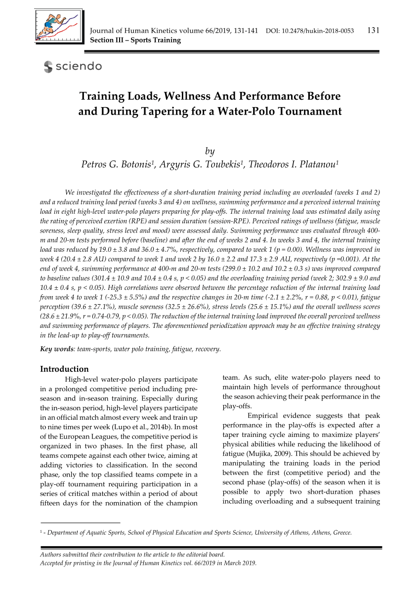 PDF) Psychophysiological Responses to Overloading and Tapering
