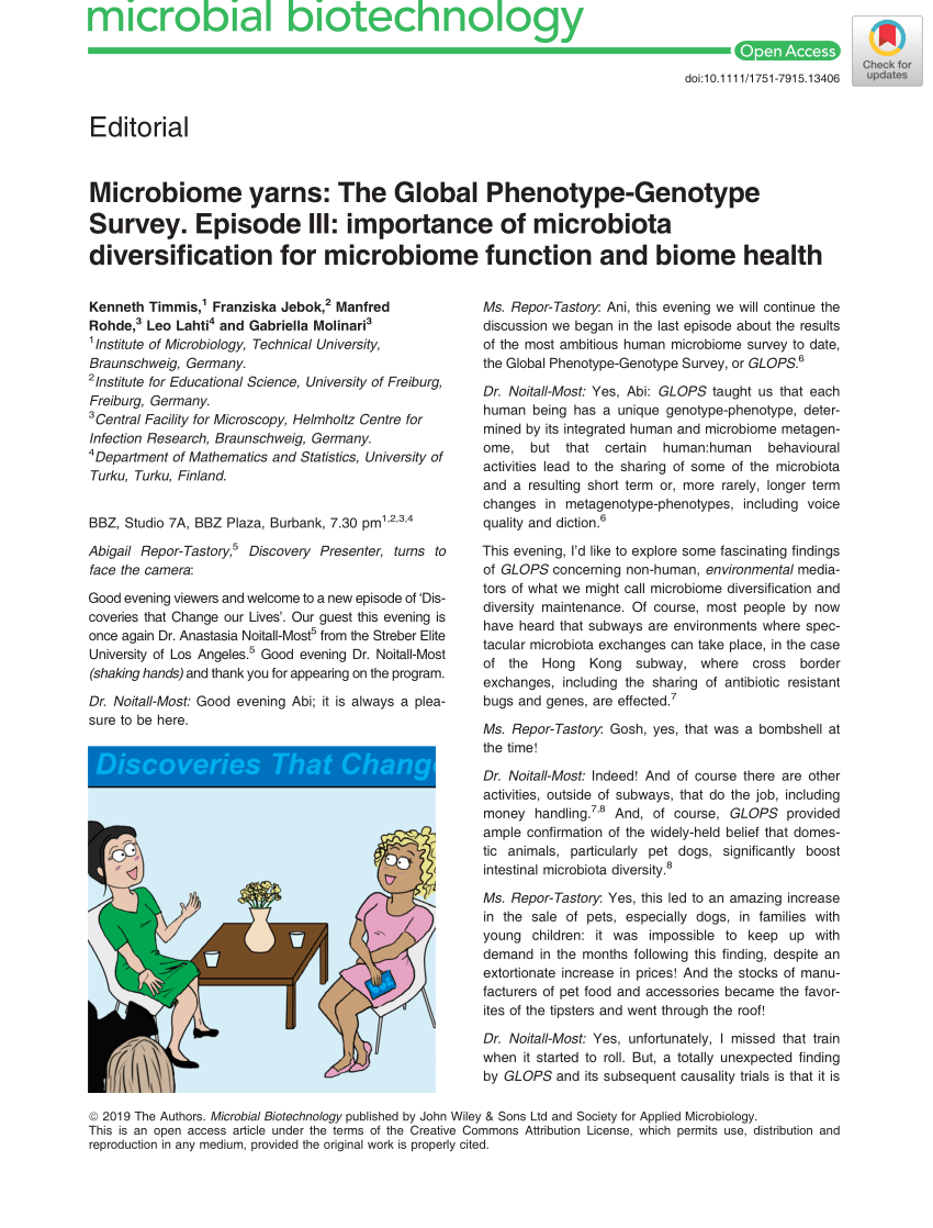Pdf Microbiome Yarns The Global Phenotype Genotype Survey Episode Iii Importance Of Microbiota Diversification For Microbiome Function And Biome Health