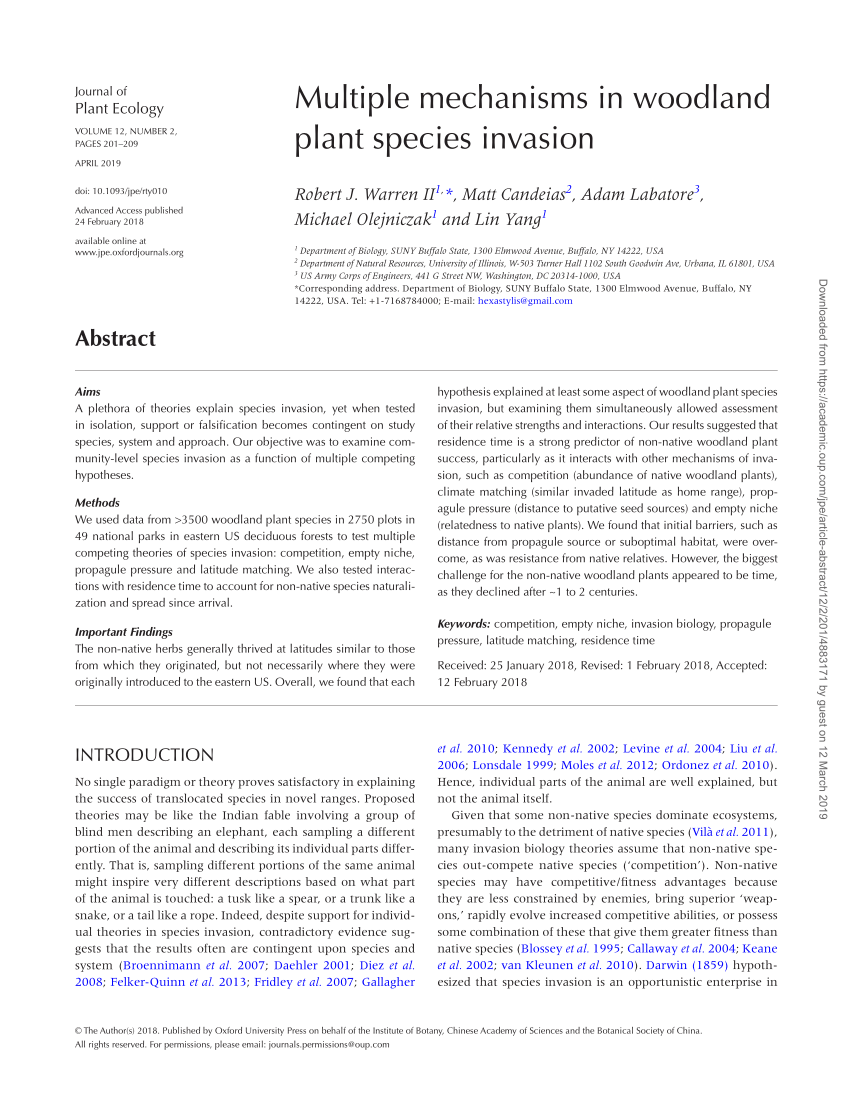 Multiple mechanisms in woodland plant species