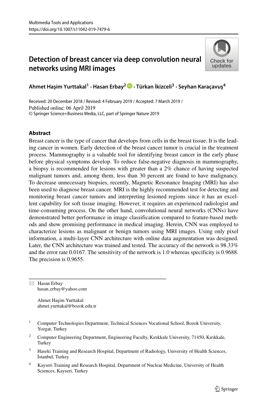 pdf detection of breast cancer via deep convolution neural networks using mri images