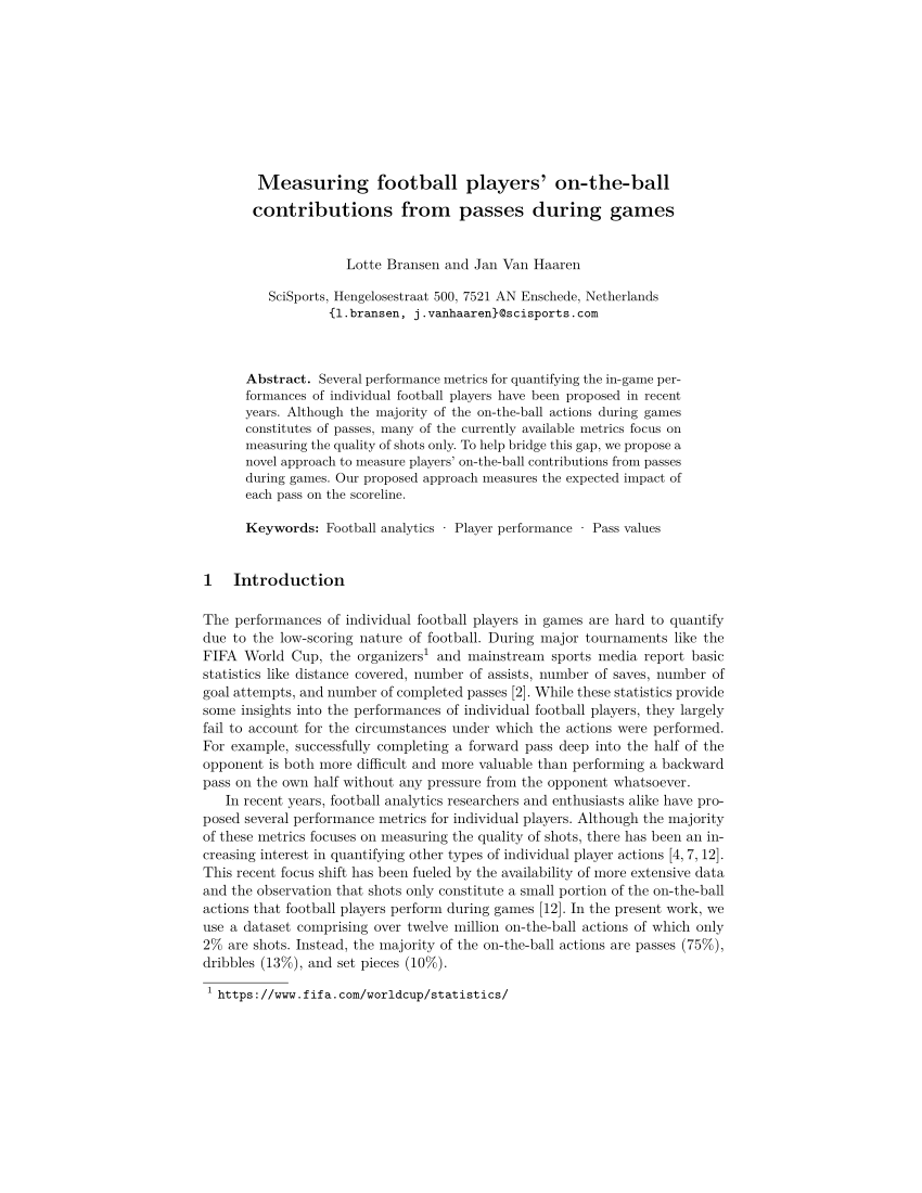 How individual football players are influencing the scoreline - SciSports