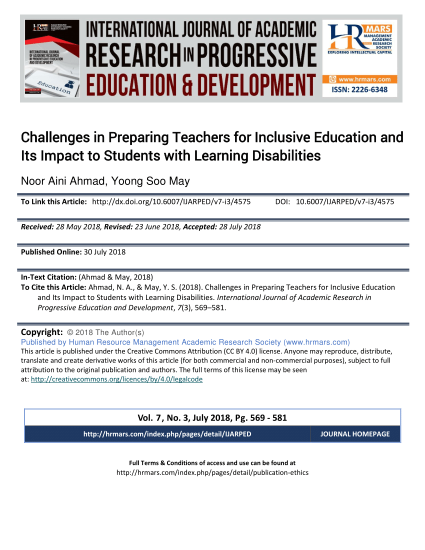 challenges in inclusive education pdf