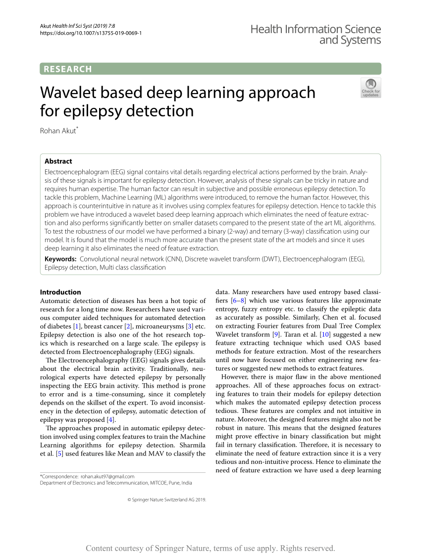 Wavelet Based Deep Learning Approach For Epilepsy Detection