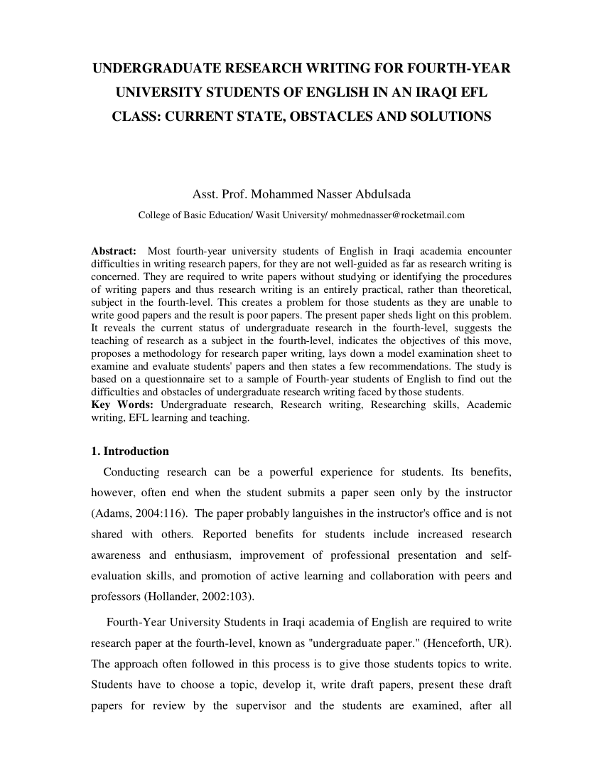 research paper of college education