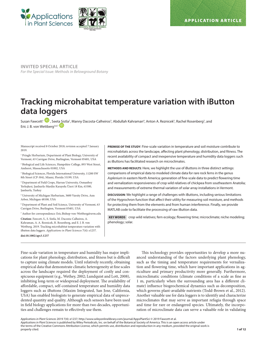 PDF) Tracking microhabitat temperature variation with iButton data loggers