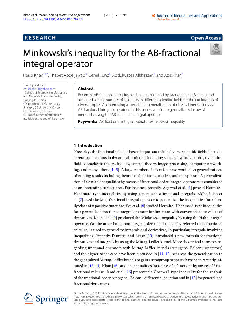 (PDF) Minkowski’s inequality for the ABfractional integral operator