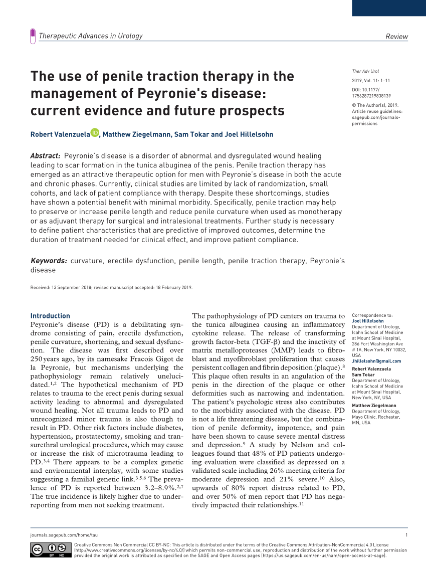 PDF) The use of penile traction therapy in the management of Peyronie's  disease: current evidence and future prospects