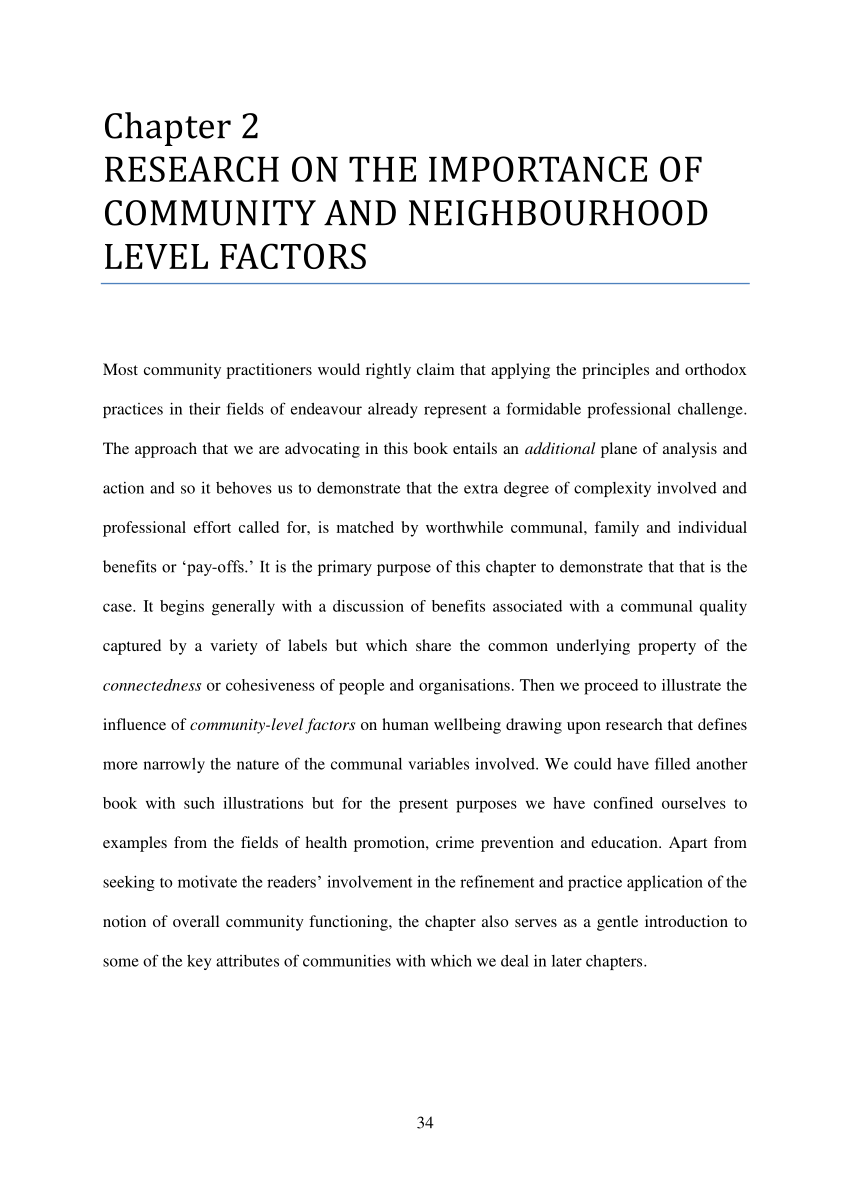 PDF) Chapter 16 RESEARCH ON THE IMPORTANCE OF COMMUNITY AND