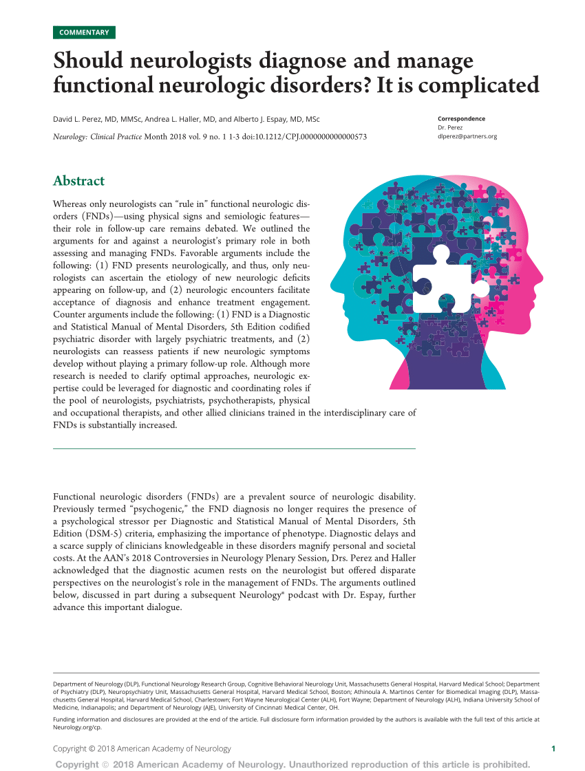 (PDF) Should neurologists diagnose and manage functional neurologic