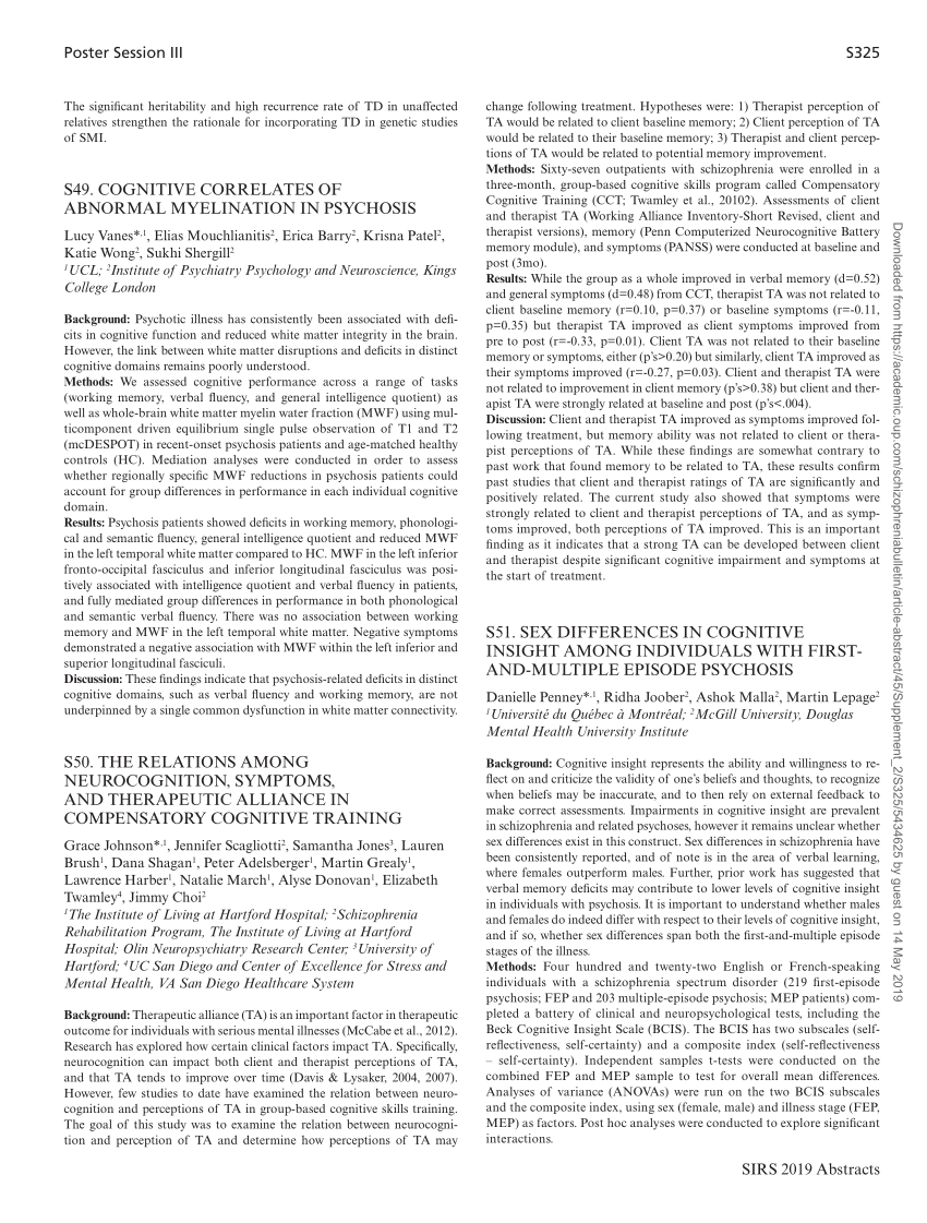 Pdf S51 Sex Differences In Cognitive Insight Among Individuals With First And Multiple 3159