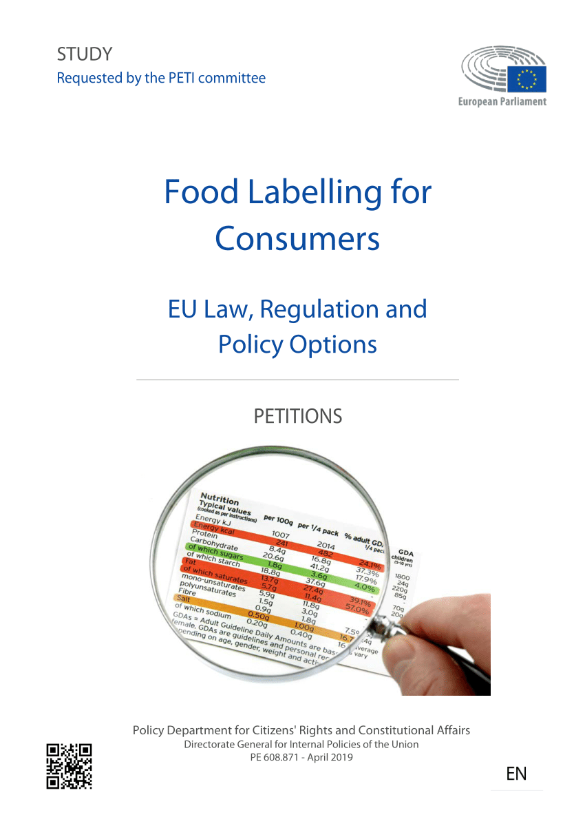 (PDF) Food Labelling for Consumers EU Law, Regulation and Policy Options