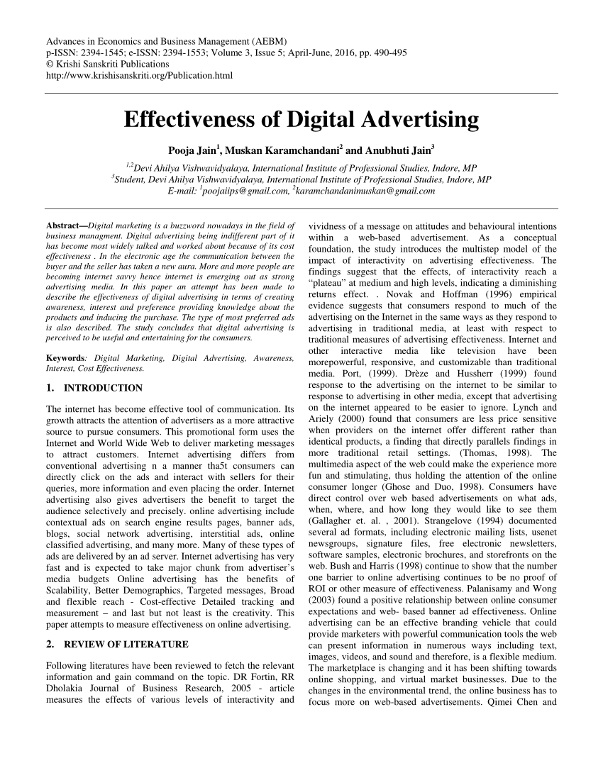 digital advertising research paper
