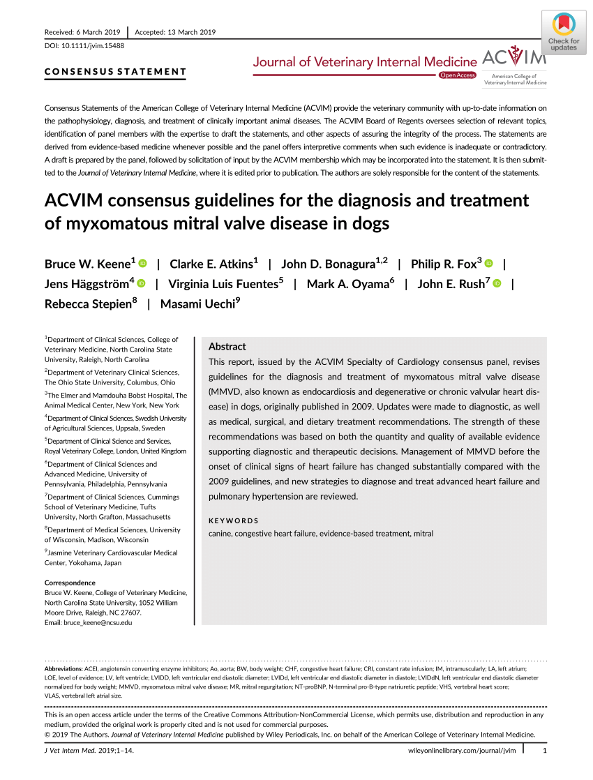 Pdf Acvim Consensus Guidelines For The Diagnosis And Treatment Of
