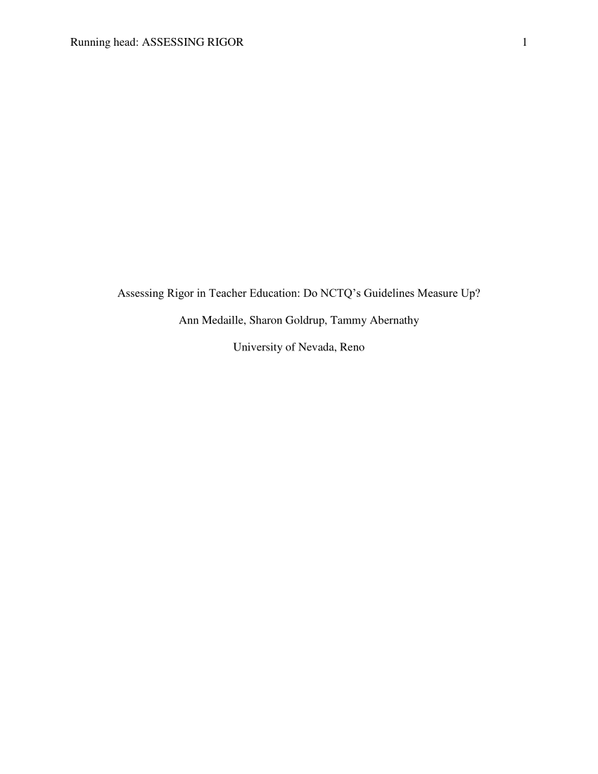 (PDF) Assessing Rigor in Teacher Education: Do NCTQ’s Guidelines ...