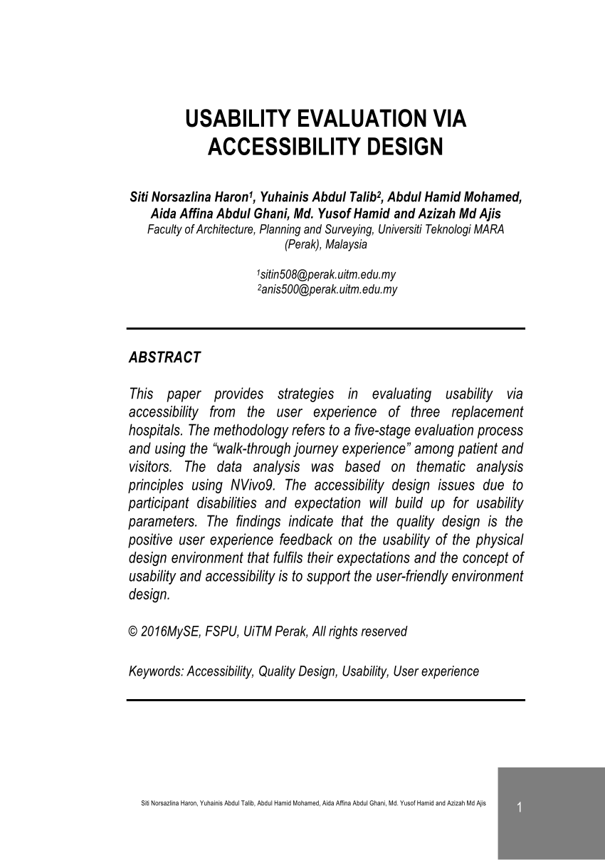 Pdf Usability Evaluation Via Accessibility Design