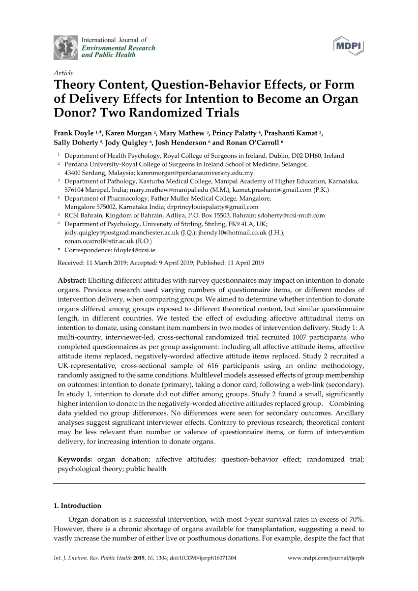 PDF) Theory Content, Question-Behavior Effects, or Form of In Organ Donor Card Template