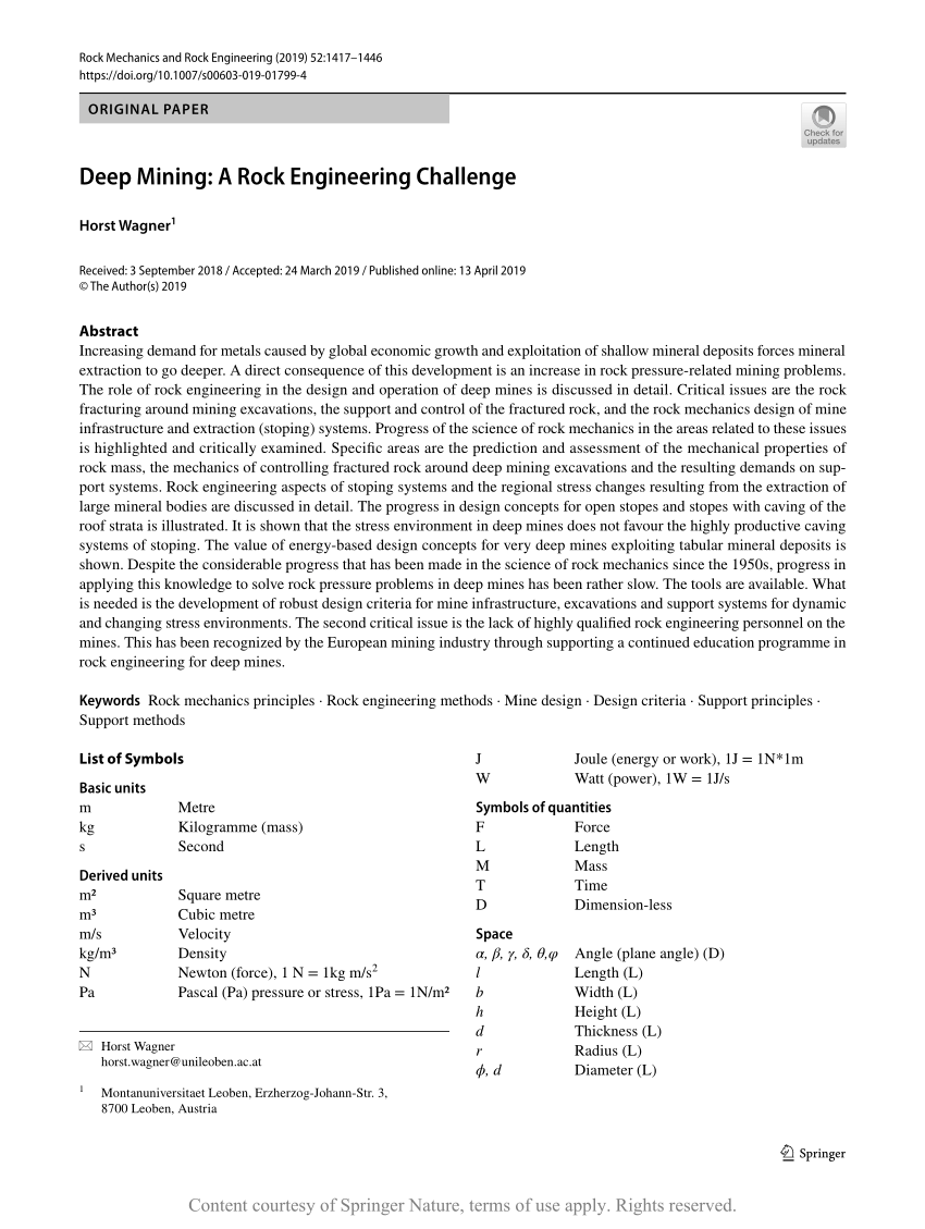 (PDF) Deep Mining: A Rock Engineering Challenge