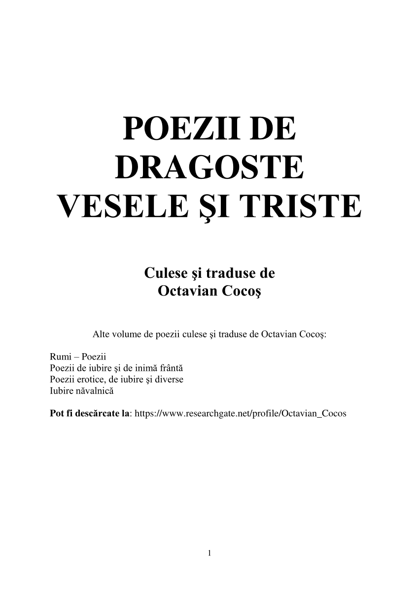 Archaic Accuracy cool PDF) Poezii de dragoste vesele şi triste (culese şi traduse de Octavian  Cocoş)