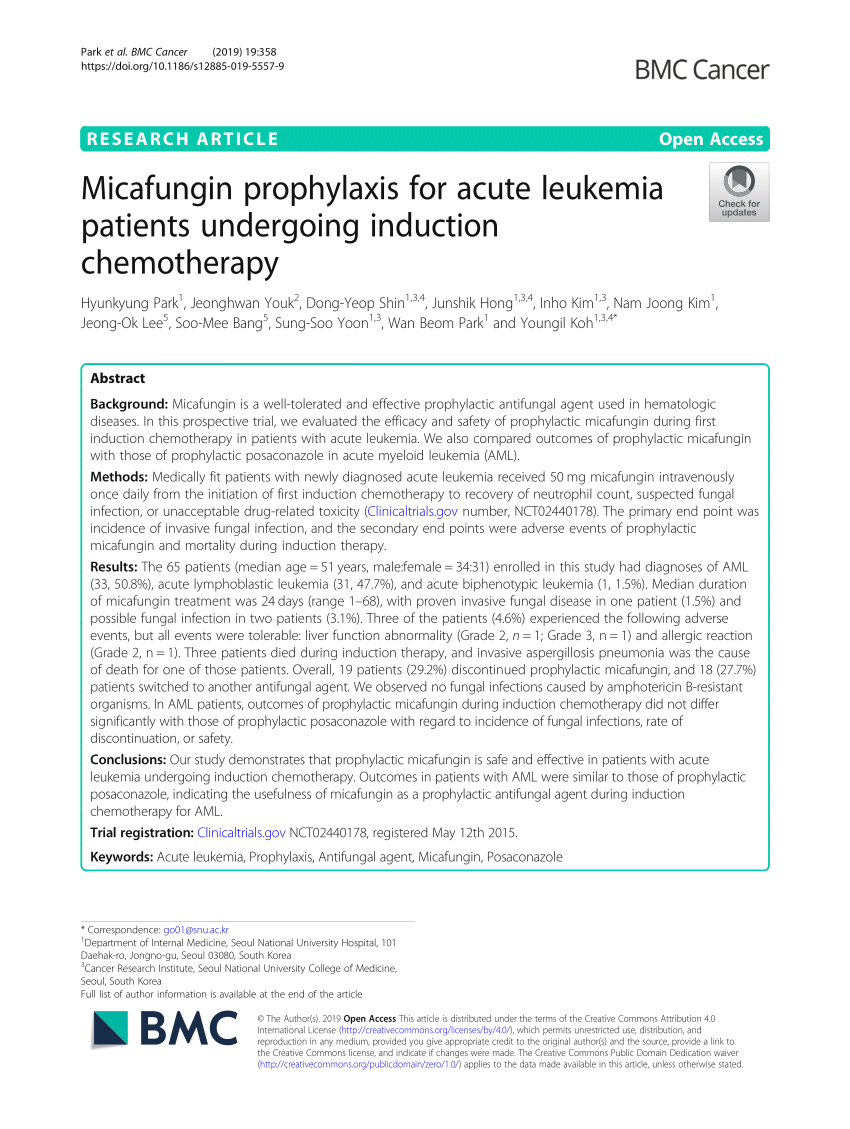 (PDF) Micafungin prophylaxis for acute leukemia patients