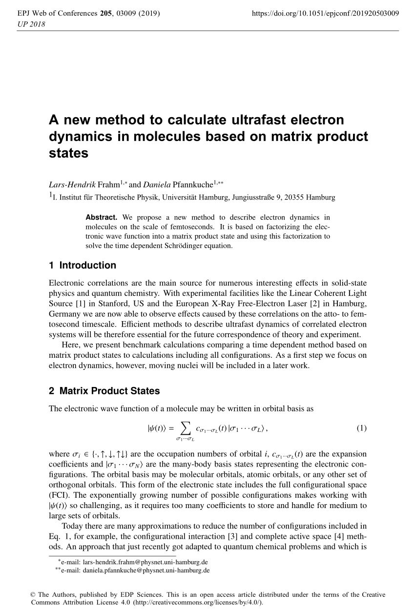 Pdf A New Method To Calculate Ultrafast Electron Dynamics In