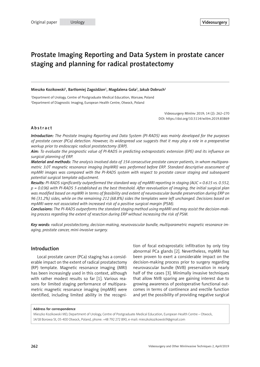 Pdf Prostate Imaging Reporting And Data System In Prostate Cancer Staging And Planning For 8764