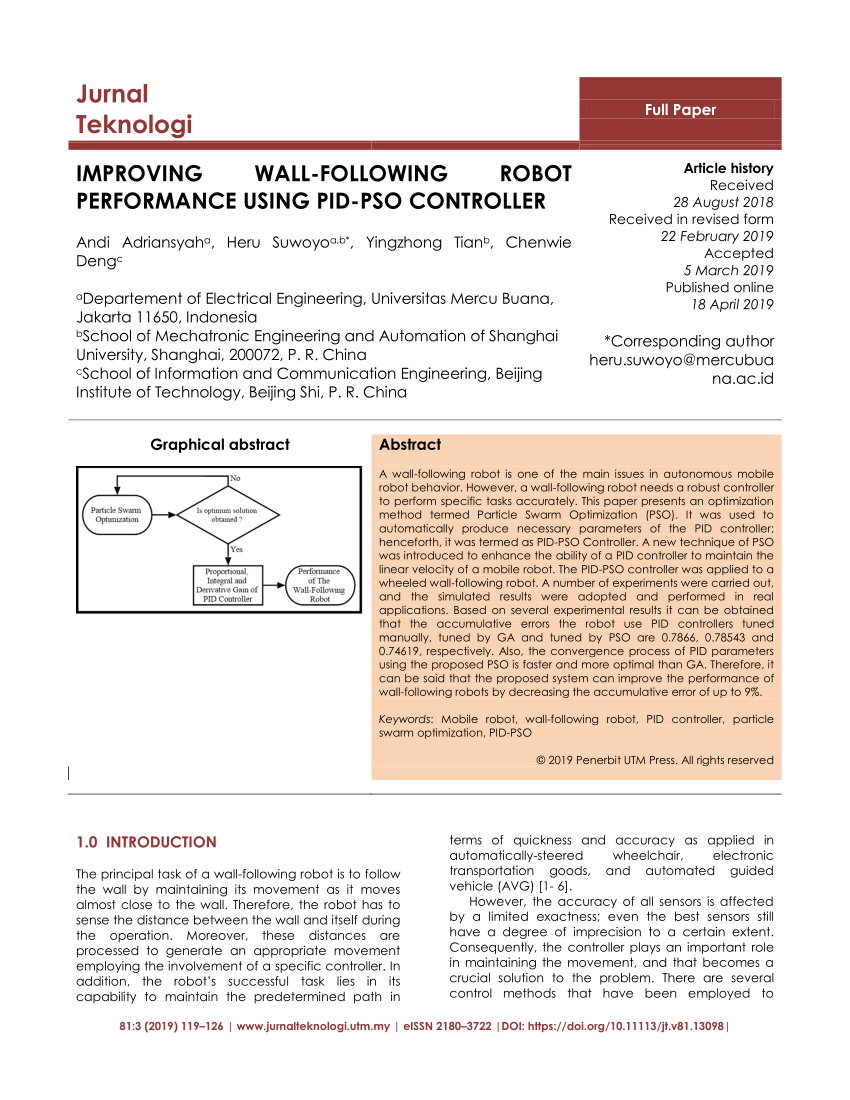 (PDF) IMPROVING THE WALL-FOLLOWING ROBOT PERFORMANCE USING ...