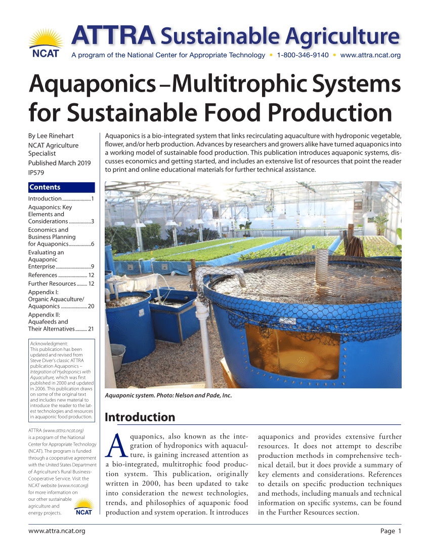 PDF) Aquaponics – Multitrophic Systems, 2019