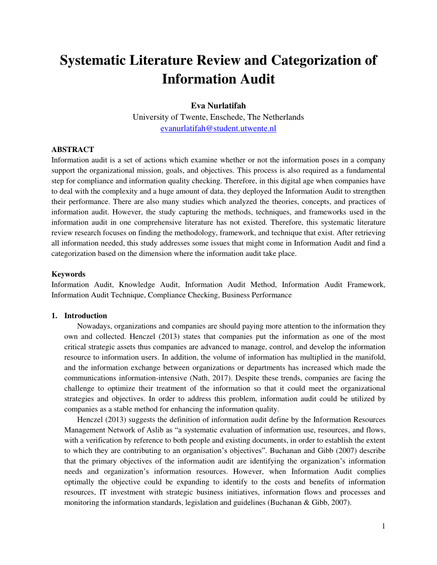 information technology audit literature review