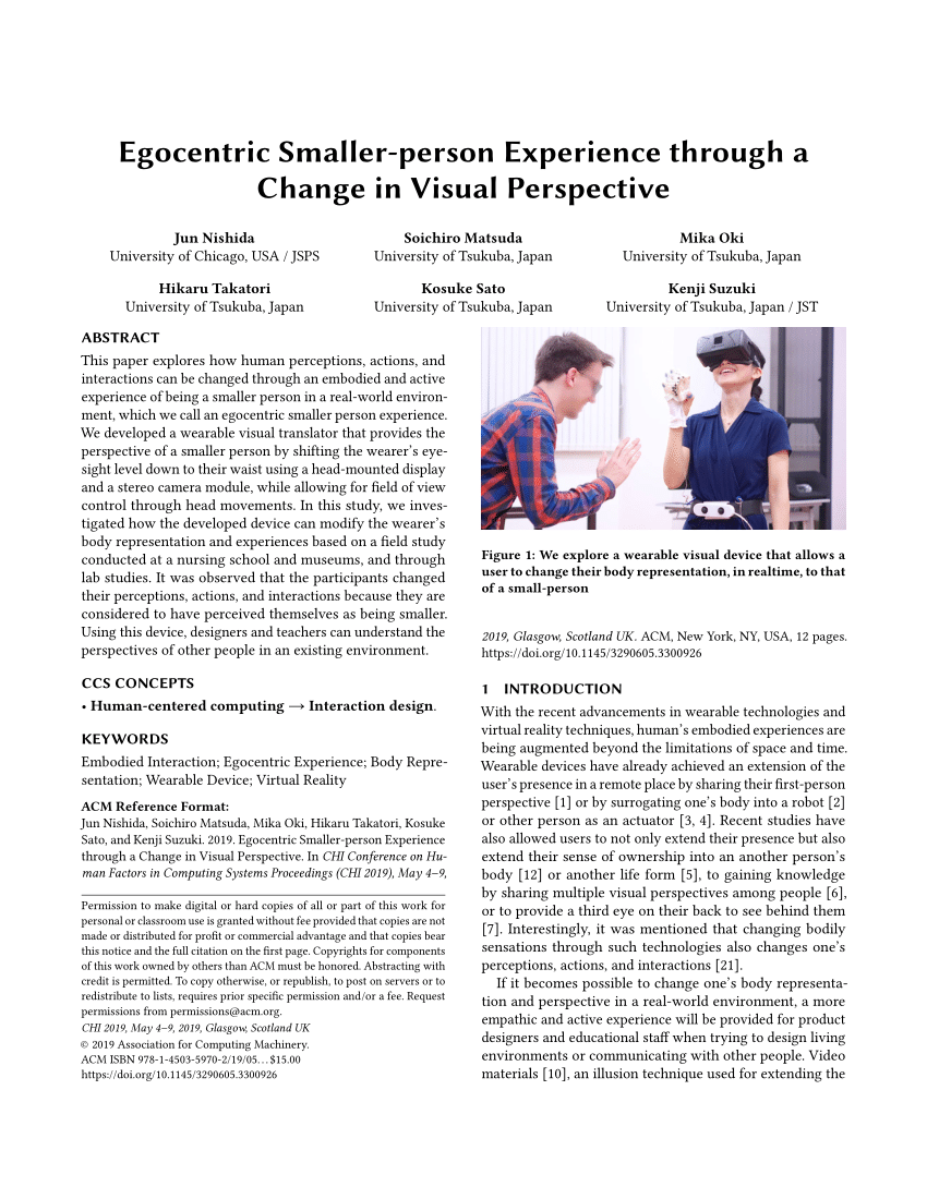 Pdf Egocentric Smaller Person Experience Through A Change In Visual Perspective