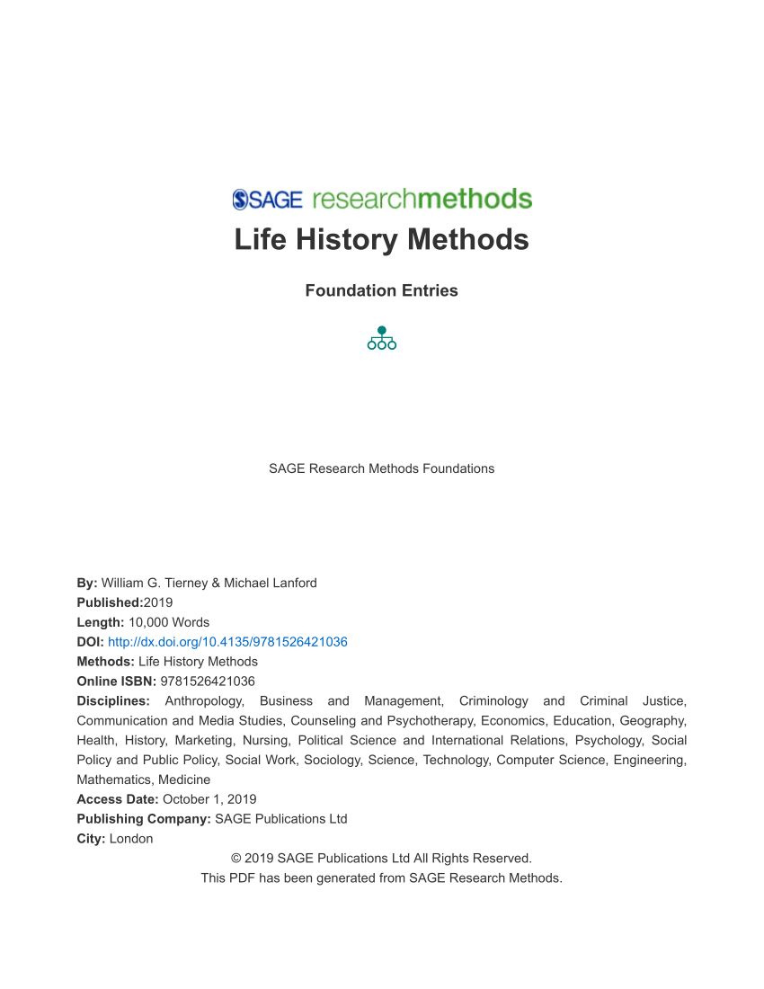 example of a life history research