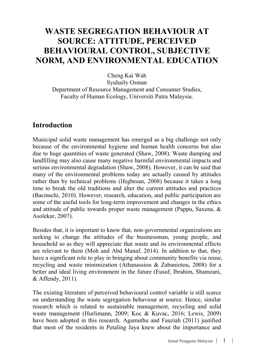 research paper about waste segregation in school