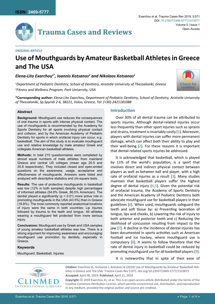 PDF) Use of Mouthguards by Amateur Basketball Athletes in Greece and The picture