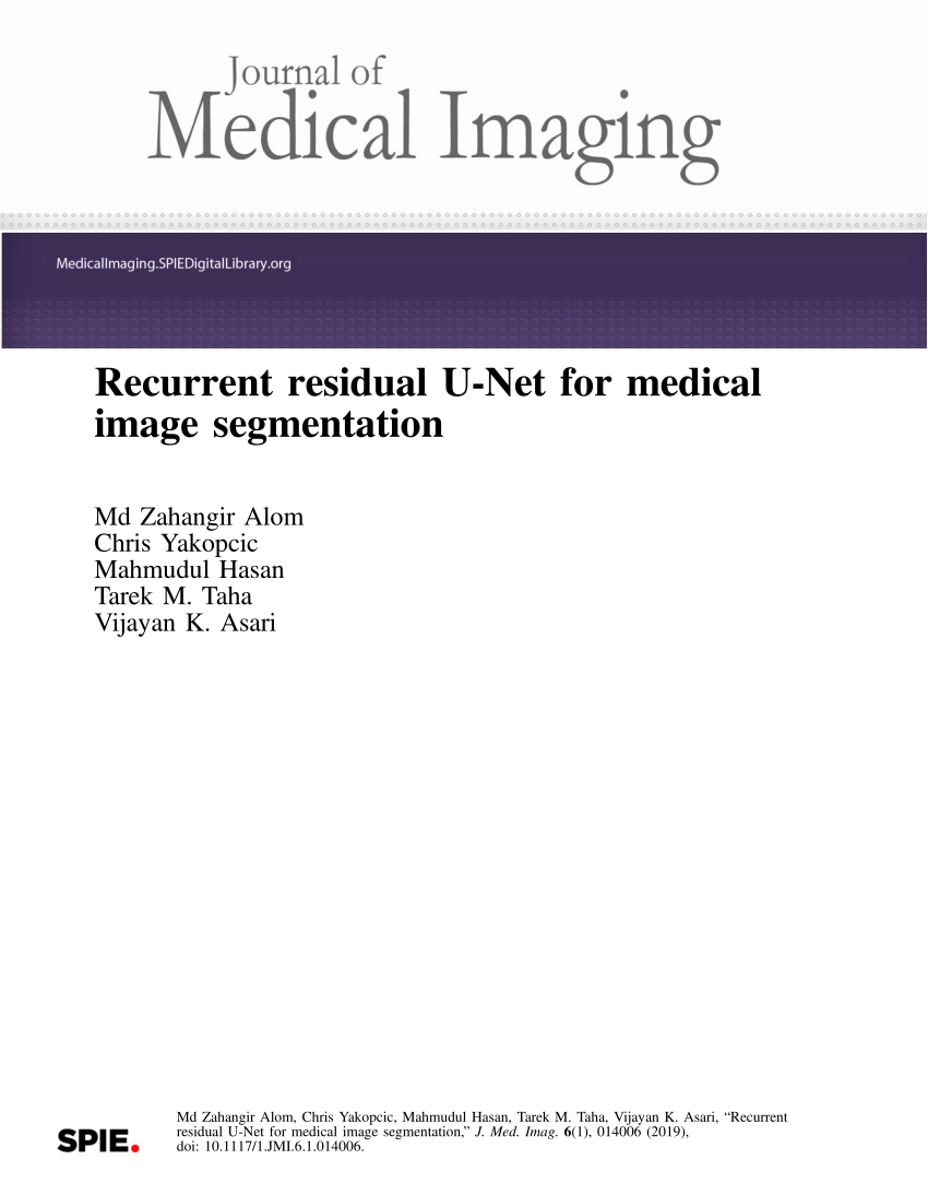 PDF) Recurrent residual U-Net for medical image segmentation