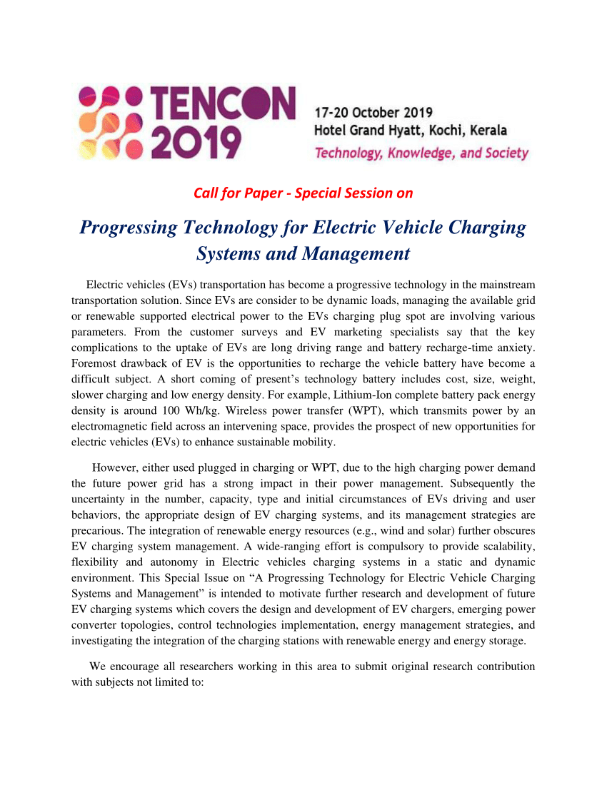 (PDF) Call for Paper Special Session, IEEE TENCON 2019, on Progressing