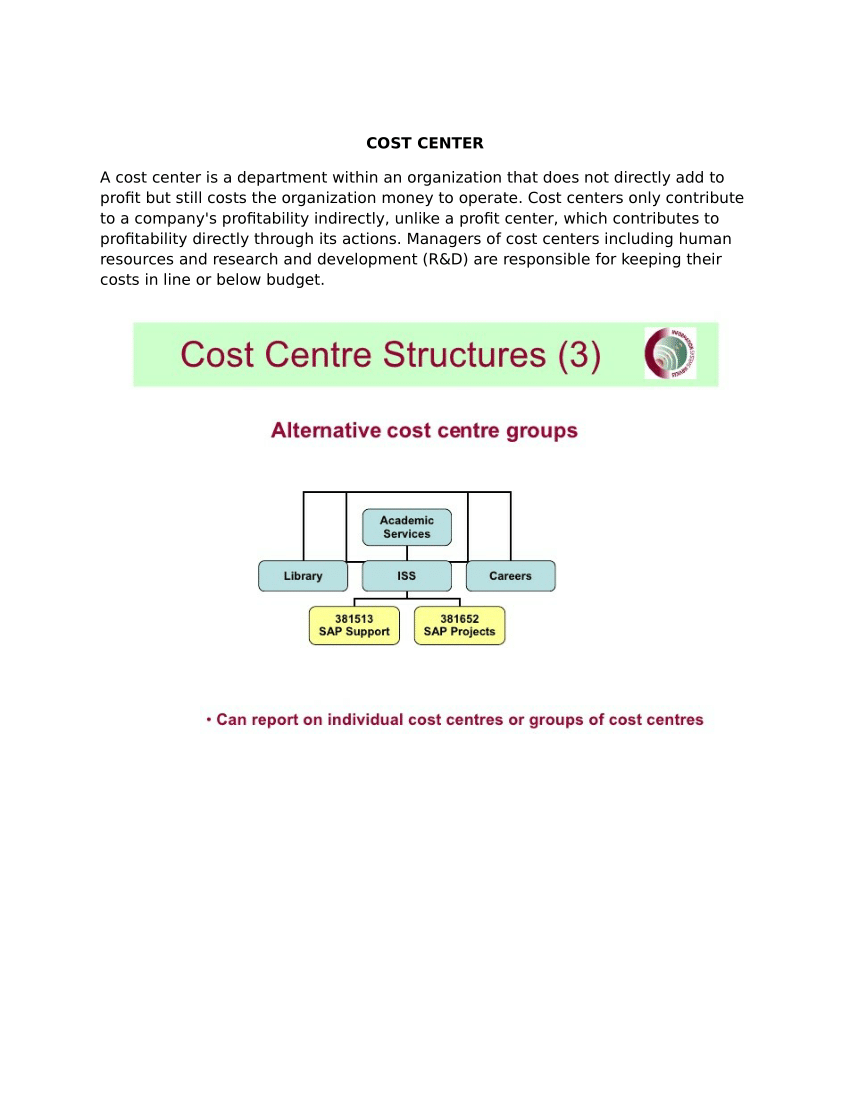 (PDF) cost centre