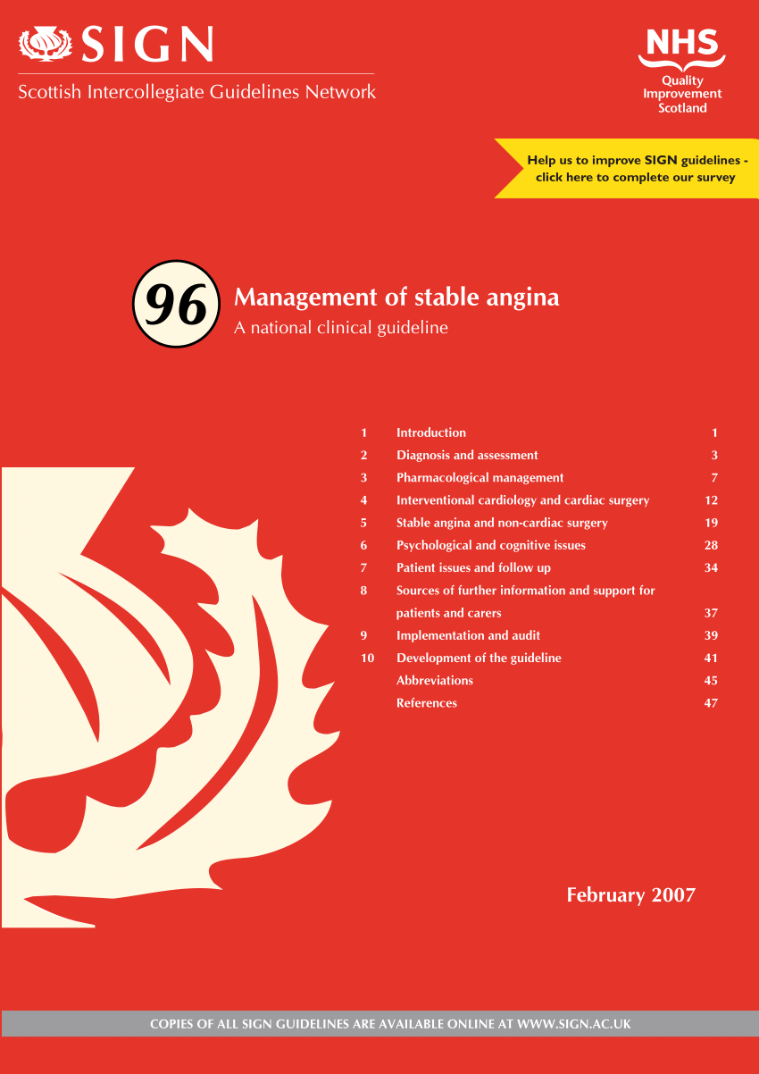 PDF) Management of stable angina - Scottish Intercollegiate Guidelines  Network (SIGN) 96