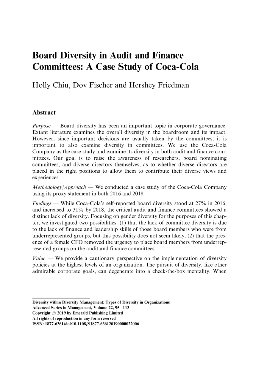 coca cola diversity case study