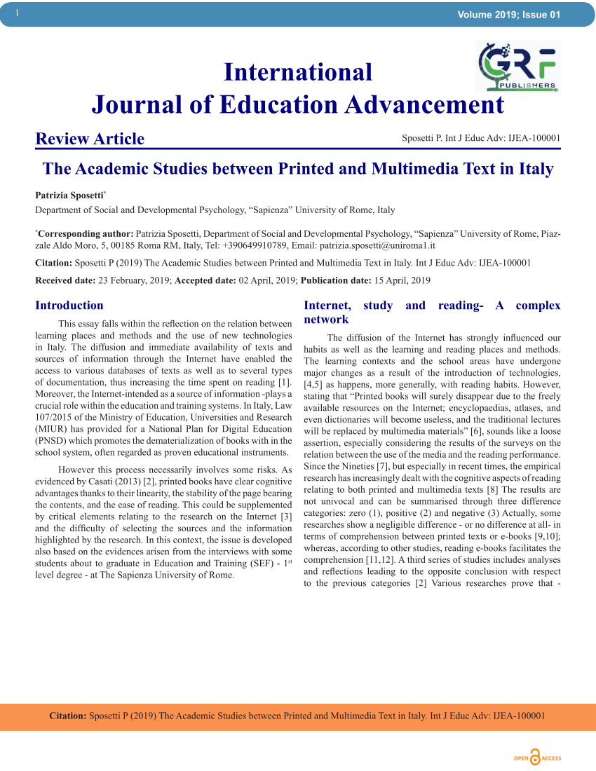 education journal articles