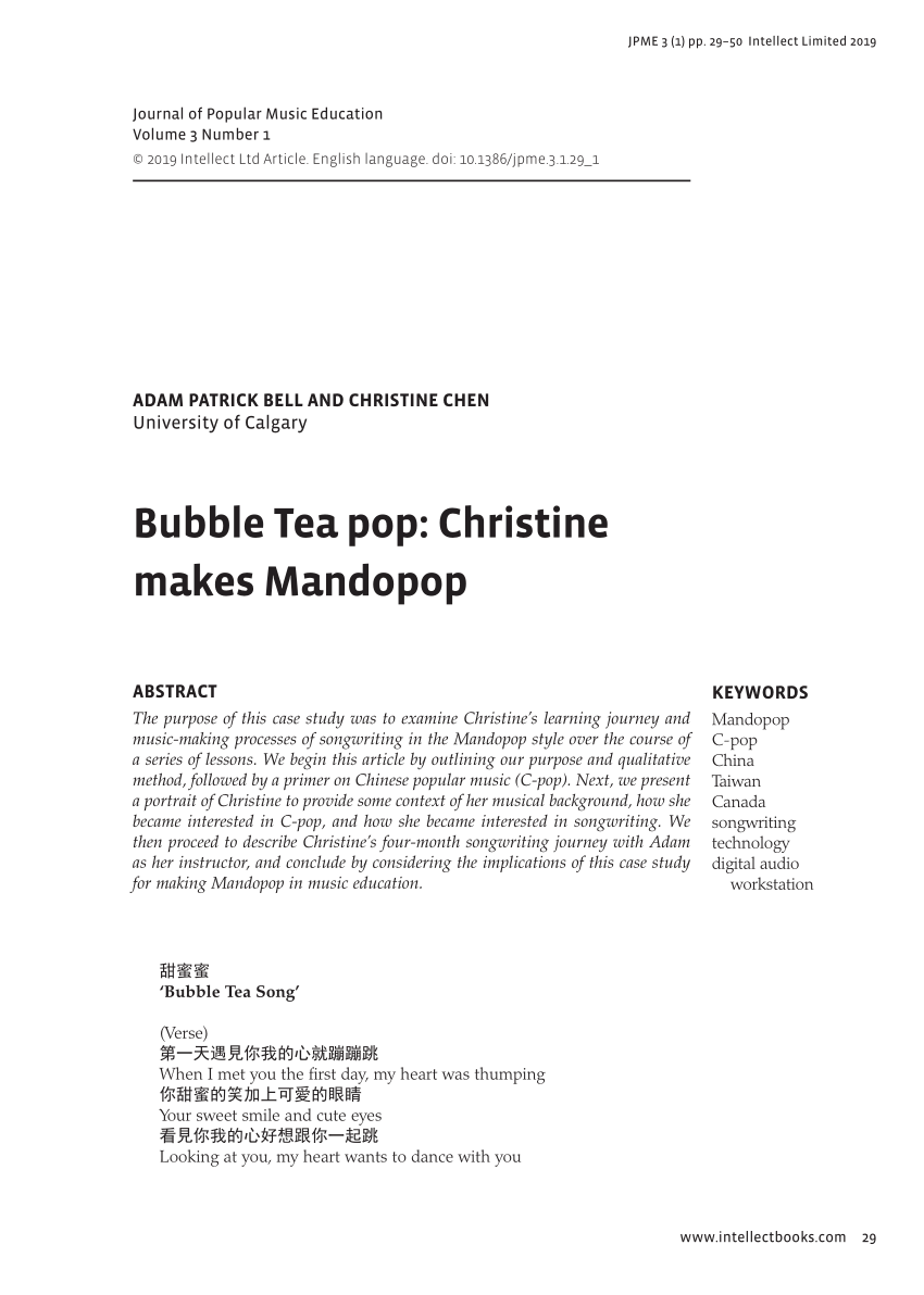Pdf Bubble Tea Pop Christine Makes Mandopop