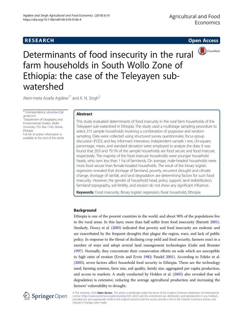 PDF) Determinants of food insecurity in the rural farm households