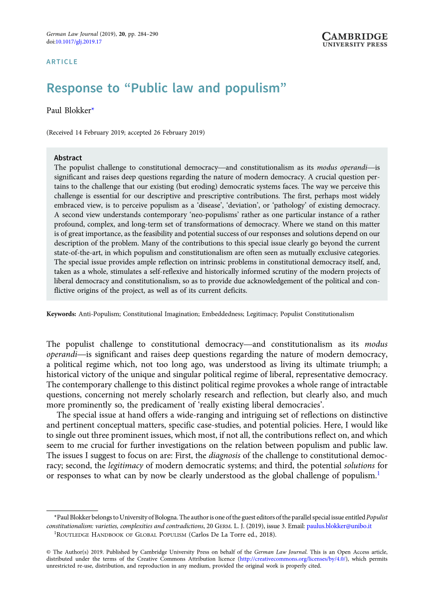 als je kunt draagbaar Kano PDF) Response to “Public law and populism”