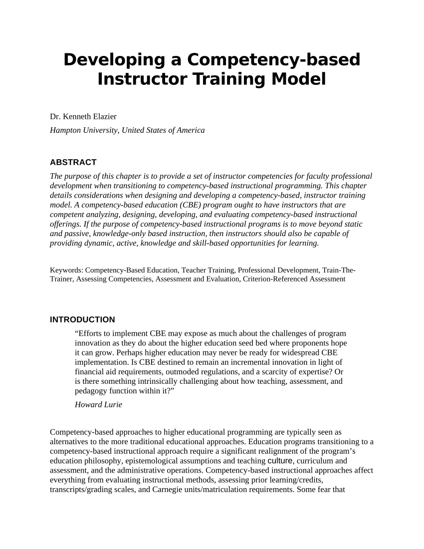 PDF) Evolution to a Competency-Based Training Curriculum for